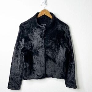 Eileen Fisher Black Chenille Fur Cardigan Jacket